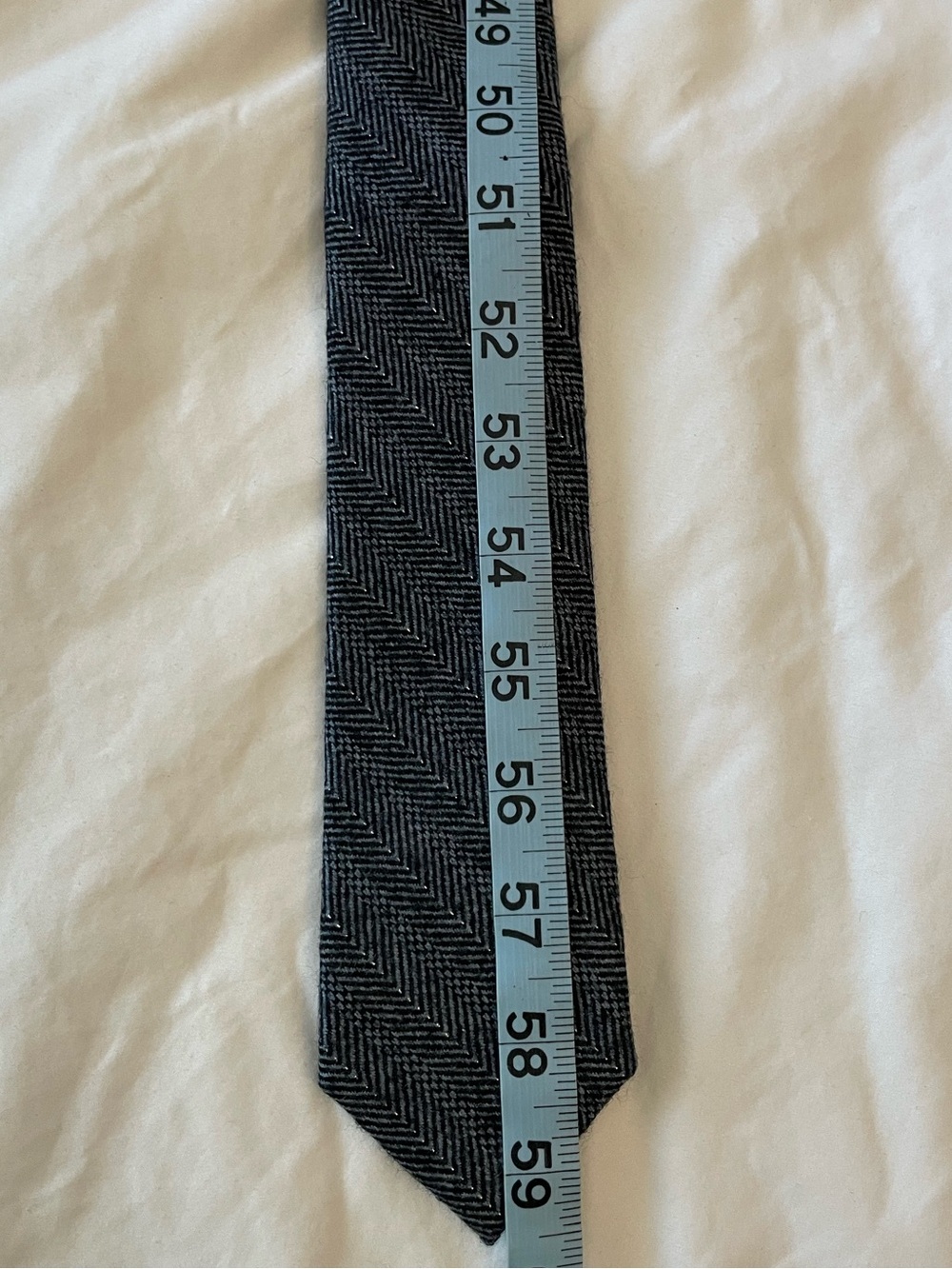 The Tie Bar Herringbone Men's Tie in Dark Gray - Picture 5 of 6